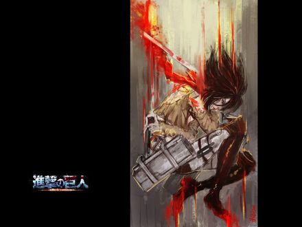 Обои на рабочий стол Микаса Акерман / Mikasa Ackerman из аниме Атака Титана / Attack on Titan / Shingeki no Kyojin