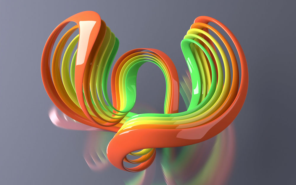 Обои для рабочего стола Разноцветные абстрактные 3d завитки