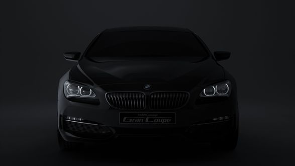 Обои на рабочий стол Черный BMW на темном фоне
