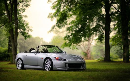 Обои на рабочий стол Honda S2000 D на фоне зеленого леса