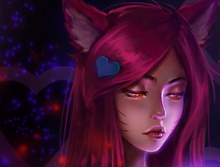 Обои на рабочий стол Девушка с ушками, Ahri / Ари на голове, by Kittew-leoonovadaria