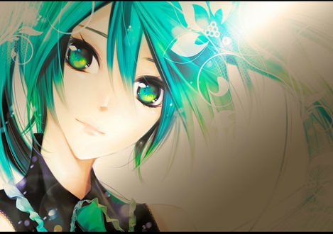 Обои на рабочий стол Vocaloid Hatsune Miku / Вокалоид Хатсуне Мику на сером фоне