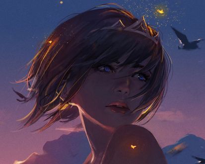 Обои на рабочий стол Девушка в короне, ву GUWEIZ