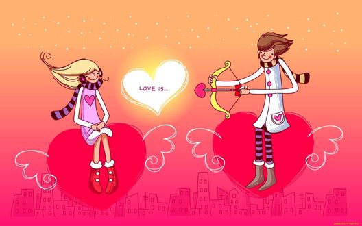 Обои на рабочий стол Поздравление с Днем Влюбленных, Love is.(Любовь есть.)