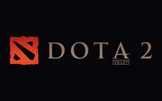 Обои на рабочий стол Логотип компьютерной игры DOTA 2 на черном фоне