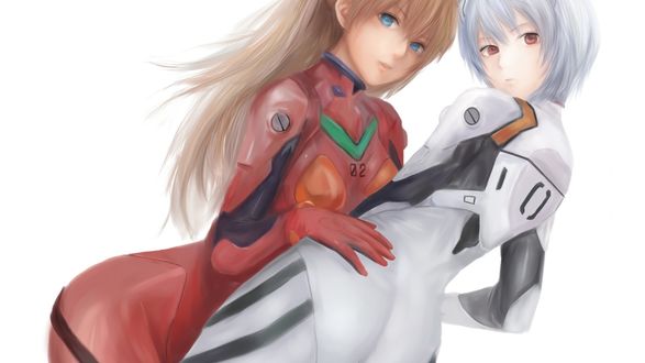 Обои на рабочий стол Аниме Neon Genesis Evangelion, Девушки Аянами Рей, Аска Лэнгли Сорью