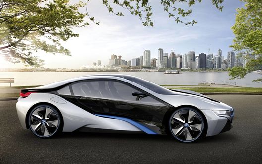 Обои на рабочий стол BMW i8 Concept, на берегу озера