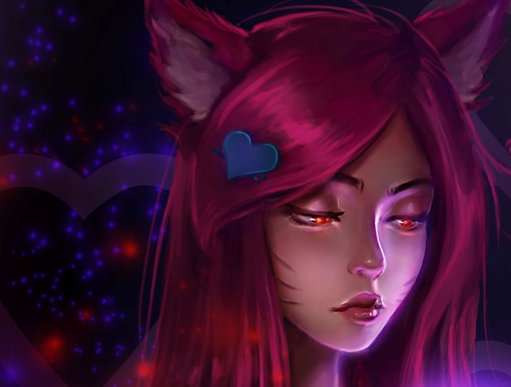 Обои для рабочего стола Девушка с ушками, Ahri / Ари на голове, by Kittew-leoonovadaria