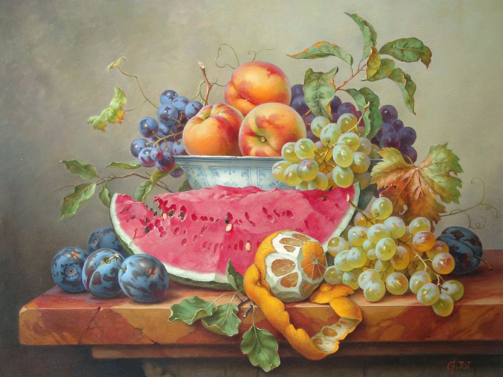 Обои для рабочего стола Натюрморт из ягод и фруктов, G. ToT