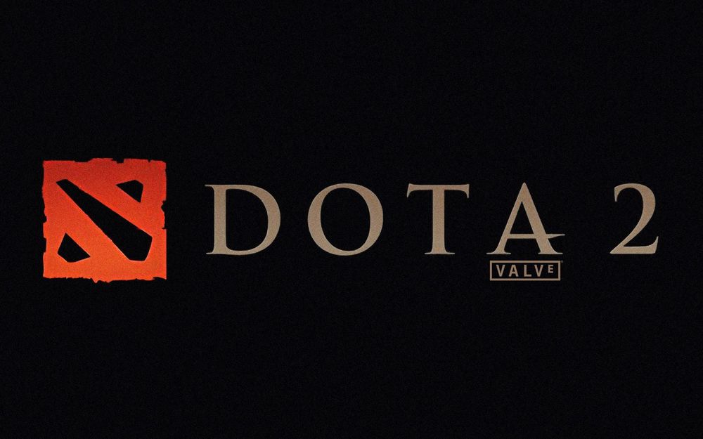 Обои для рабочего стола Логотип компьютерной игры DOTA 2 на черном фоне