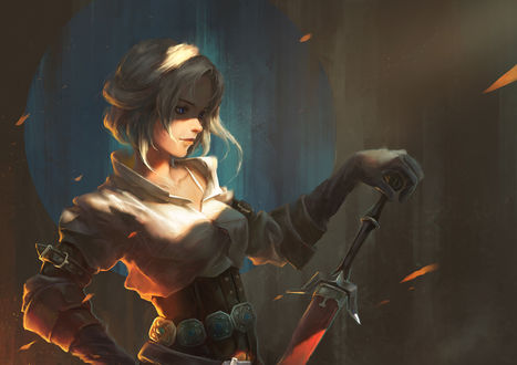 Обои на рабочий стол Cirilla Fiona Elen Riannon / Цирилла Фиона Элен Рианнон, персонаж цикла «Ведьмак» Анджея Сапковского, арт к игре The Witcher 3 Wild Hunt / Ведьмак 3: Дикая Охота, art by balagao