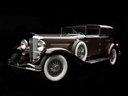 Обои на рабочий стол Автомобиль ретро 1930 Duesenberg J 381 / 2401 Town Car LWB Murphy черный на черном фоне