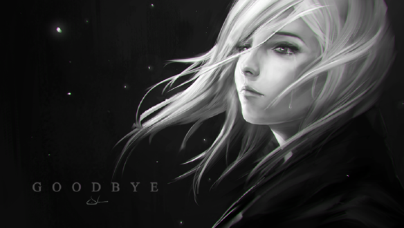 Обои на рабочий стол Грустная девушка со слезами на лице, Goodbye / до свидания, by sven-werren