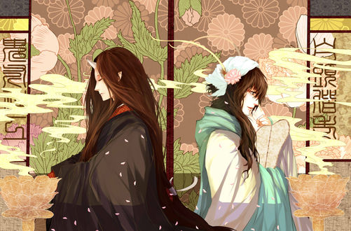 Обои на рабочий стол Hakutaku / Хакутаку и Хозуки / Hoozuki из аниме Хладнокровный Хозуки / Hoozuki no Reitetsu
