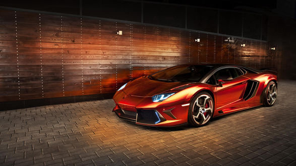 Обои на рабочий стол Оранжевая Lamborghini aventador