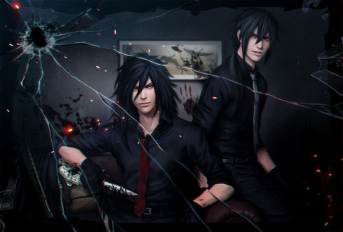 Обои на рабочий стол Izuna Uchiha / Изуна Учиха и Madara Uchiha / Мадара Учиха из аниме Наруто / Naruto, by Zetsuai89