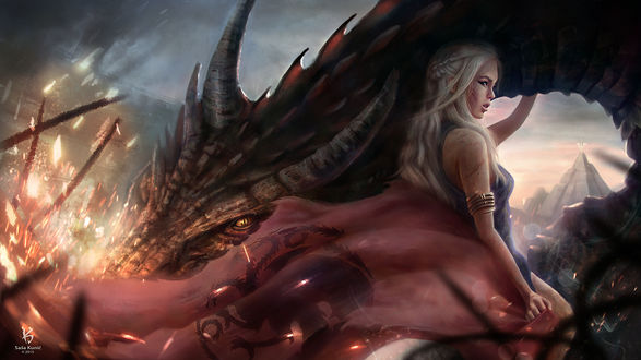 Обои на рабочий стол Дэйнерис Таргариен / Daenerys Targaryen из сериала Игра престолов / Game of Thrones