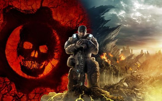 Обои на рабочий стол Маркус Феникс / Marcus Fenix главный персонаж из серии игр Gears of War / Шестерни войны