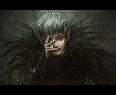 Обои на рабочий стол Парень со шрамами на лице, by NanFe