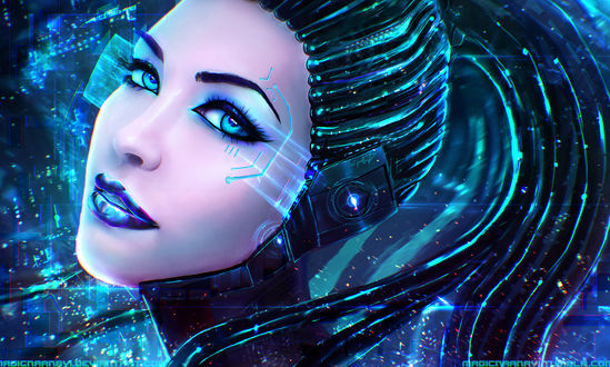 Обои на рабочий стол Ангелика Кибер / Angelica Cyber - CyberA (OC), by MagicnaAnavi