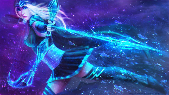 Обои на рабочий стол Ледяная лучница Эш / Ashe - the Frost Archer из игры Лига Легенд / League of Legends, by MagicnaAnavi