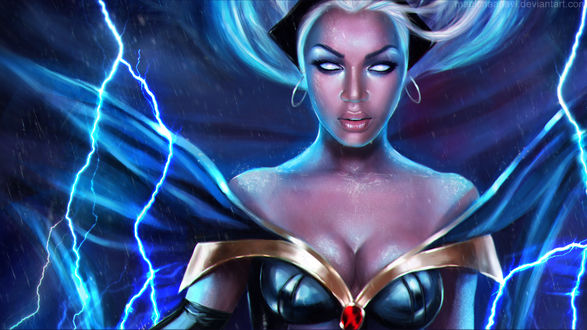 Обои на рабочий стол Storm / Шторм / Гроза — супергероиня-мутант комиксов компании Марвел / Marvel Comics, в прошлом — одна из Людей Икс / X-Men, ныне — правящая королева Ваканды, by MagicnaAnavi