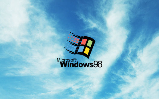 Обои на рабочий стол Надпись Microsoft windows 98 на фоне голубого неба