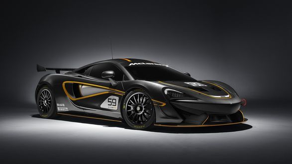 Обои на рабочий стол Суперкар, 2017, McLaren, 570S, GT4, спортивный на сером фоне
