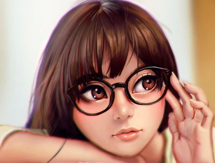 Обои на рабочий стол Девушка в очках, by xxNIKICHENxx