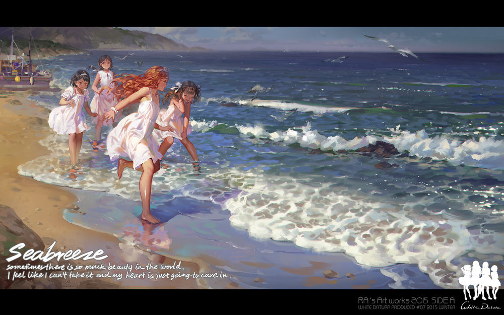 Обои для рабочего стола Девочки веселятся на берегу моря (Seabreeze), by ra-lilium