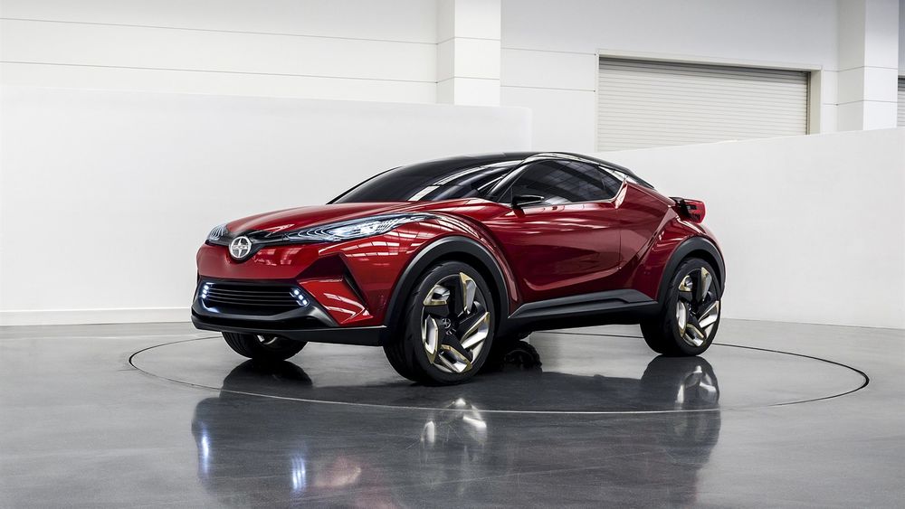 Обои для рабочего стола Автомобиль кроссовер, концепт, 2015, Scion C-HR Concept бордовый на светлом фоне