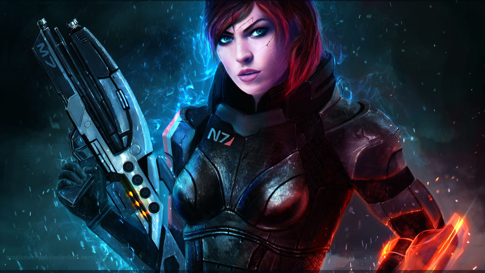 Обои для рабочего стола Коммандор Шепард / Commander Shepard из игры Масс Эффект / Mass Effect, by MagicnaAnavi