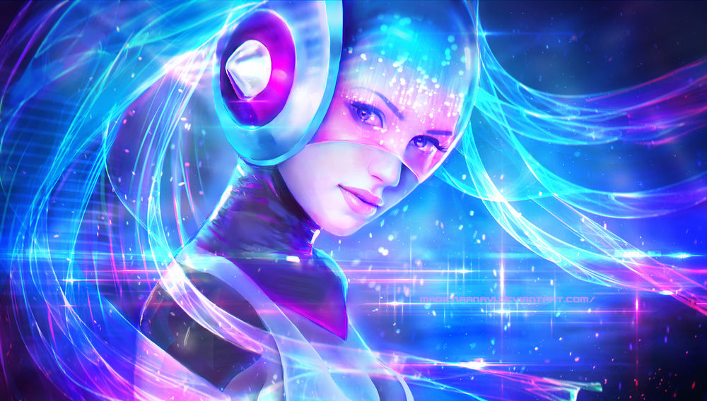 Обои для рабочего стола DJ Sona Ethereal / Эфирная Диджей Сона из игры Лига Легенд / League of Legends, by MagicnaAnavi