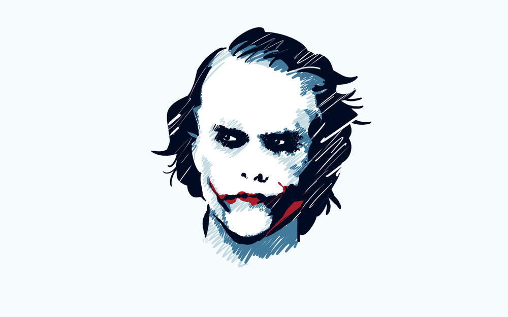 Обои для рабочего стола Портрет злодея из фильмов про Бэтмена / Batman - Джокера / Joker, которого сыграл Хит Леджер / Heath Ledge