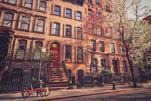 Обои на рабочий стол Фасад дома, осенью в Нью-Йорк / New York, США / USA