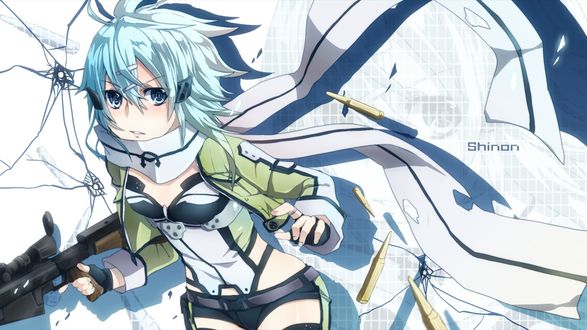 Обои на рабочий стол Сино Асада (Синон) / Shino Asada (Sinon) из аниме Мастера меча онлайн II / Sword Art Online II