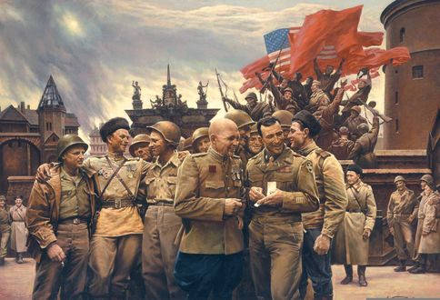 Обои на рабочий стол Празднование победв в великой отечественной войне с американскими союзниками в Берлине