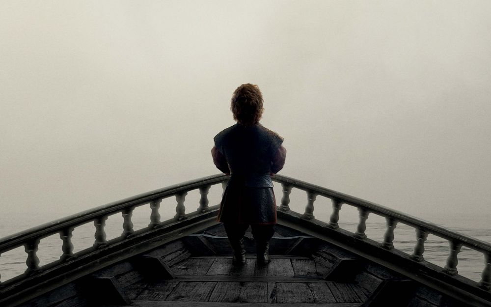 Обои для рабочего стола Игра престолов / Game of Thrones, где персонаж Тирион Ланнистер / Tyrion Lannister стоит на носу корабля