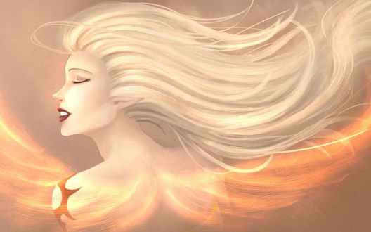 Обои на рабочий стол Janna с огненными крыльями и татуировкой на плече, персонаж из игры League of legends