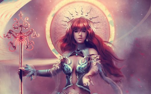Обои на рабочий стол Lana Solaris с посохом в руке, by Eddy-Shinjuku