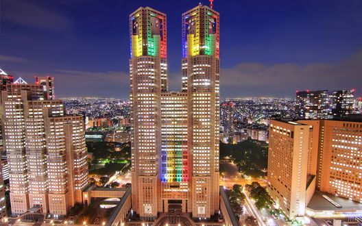 Обои на рабочий стол Токио, Япония / Tokyo, Japan, небоскребы столицы империи