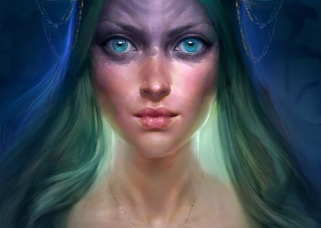 Обои на рабочий стол Девушка с голубыми глазами, by Maria Poliakova
