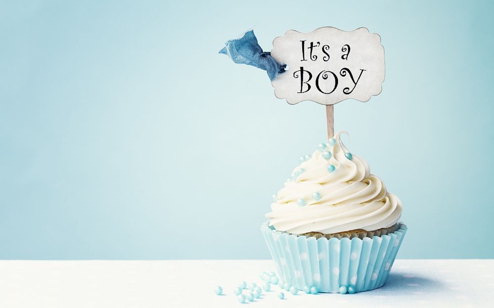 Обои для рабочего стола Пирожное с белым кремом (Its a boy / Это мальчик)