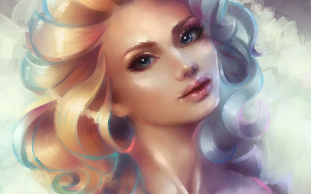 Обои для рабочего стола Красивая девушка с голубыми глазами, by Marfyta