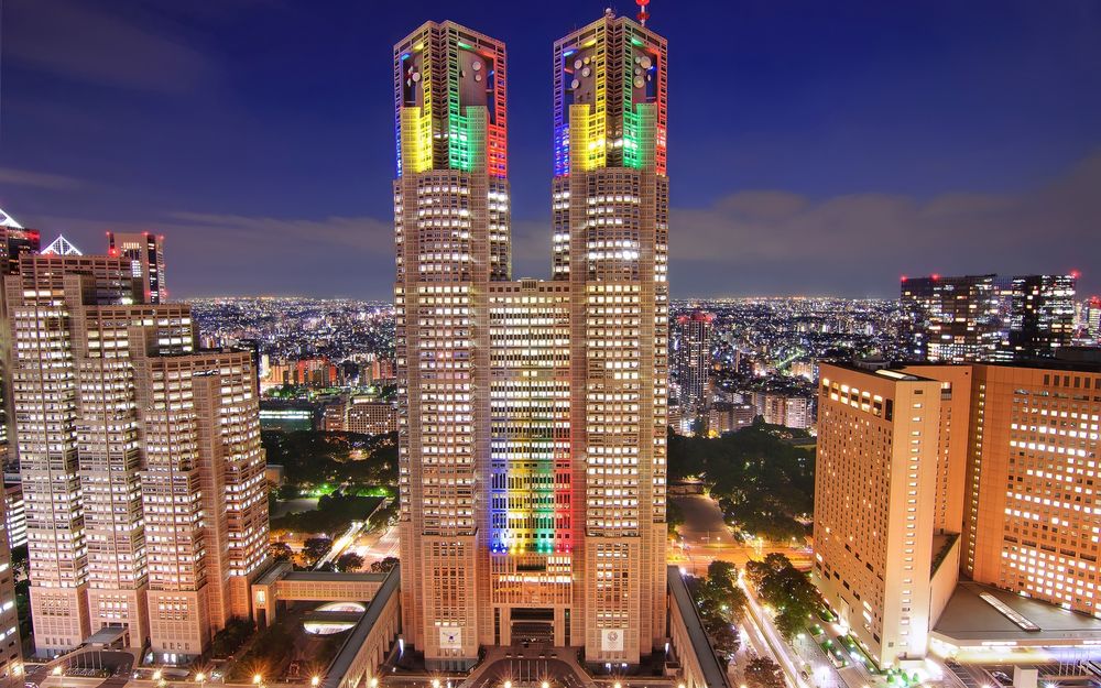 Обои для рабочего стола Токио, Япония / Tokyo, Japan, небоскребы столицы империи