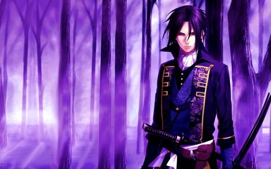 Обои на рабочий стол Тосидзо Хидзиката / Toshizou Hijikata из аниме Демоны бледной сакуры: Сказание о Синсэнгуми / Hakuouki Shinsengumi Kitan