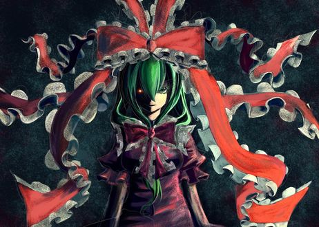 Обои на рабочий стол Хина Кагияма / Hina Kagiyama из игры Проект «Восток» / Touhou Project, art by Marubororaito