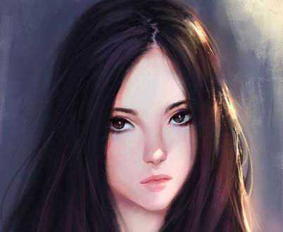 Обои на рабочий стол Девушка с длинными волосами, by Vu Nguyen