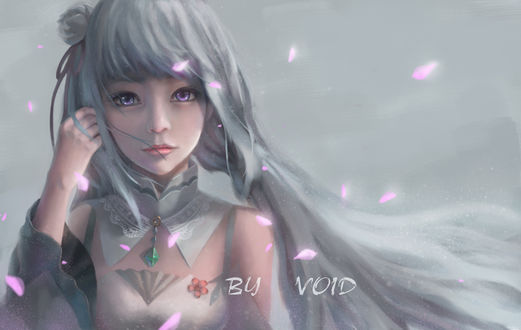 Обои на рабочий стол Emilia / Эмилия из аниме Re: Life in a different world from zero / ReZero / Жизнь в альтернативном мире с нуля, by void 0