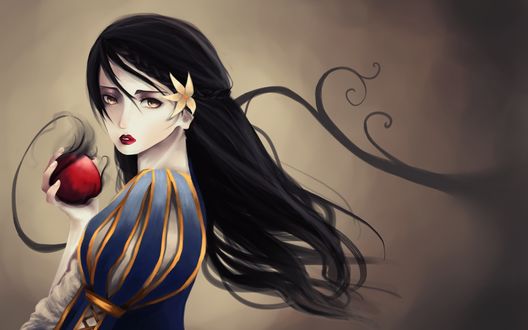 Обои на рабочий стол Snow White / Белоснежка из сказки Snow White and the Seven Dwarfs / Белоснежка и семь гномов, с яблоком в руке